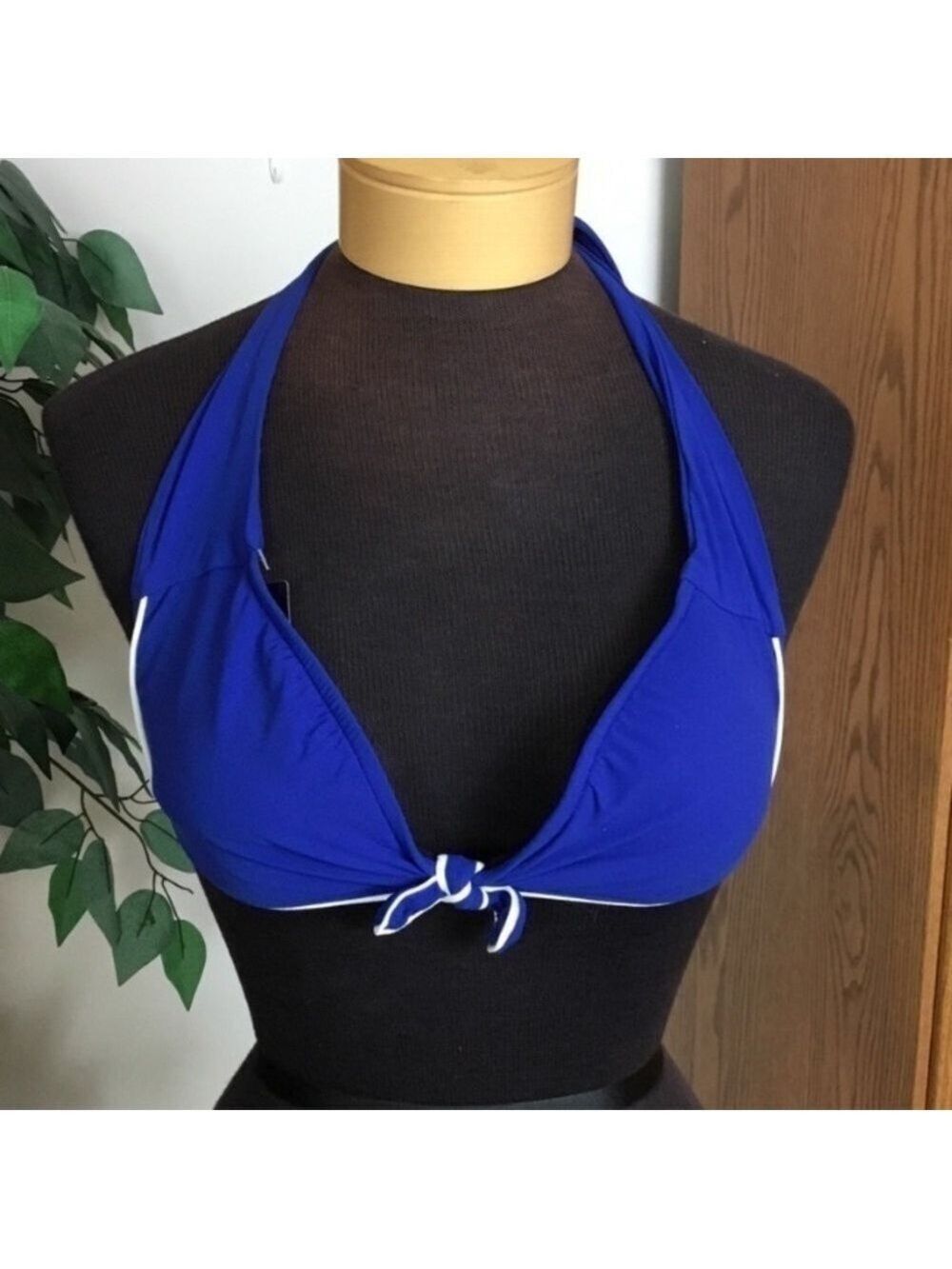 Women's Ralph Lauren Blue & White Halter Bikini Top S - Picture 1 of 14